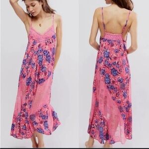 NWT Free People Pink and Purple Floral Maxi Dress